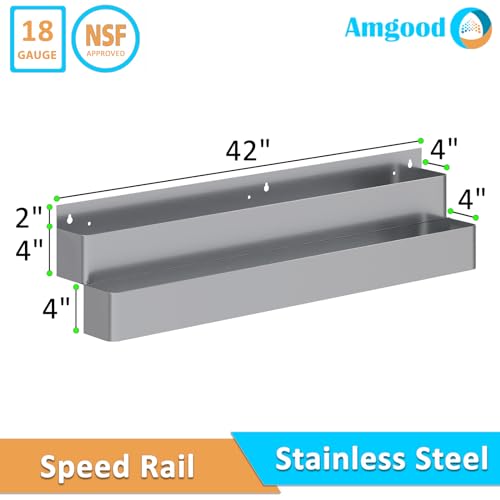 Image of AmGood 42 in. Double Tier Stainless Steel Speed Rail Rack for Commercial Bars, NSF