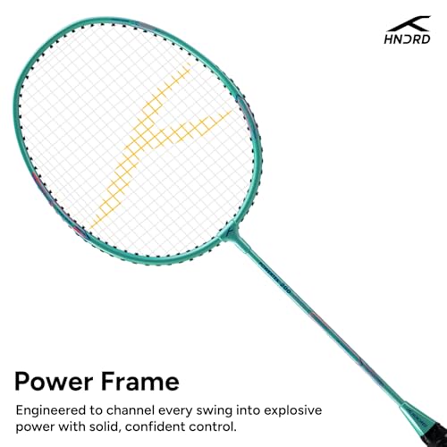 Image of Hundred Powertek 200 Aluminium Badminton Racket Combo, 2 Strung Rackets with 2 Full Covers & 3 Aura Nylon Shuttlecocks, Lightweight Shuttle Bats for Match Play