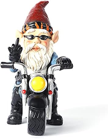 CHENBAY Garden Motorcycle gnome Decor Garden gnome on Motorcycle Garden gnome Bikers Betst Motorcycle Gifts for Men Garden gnome Decor (Large)