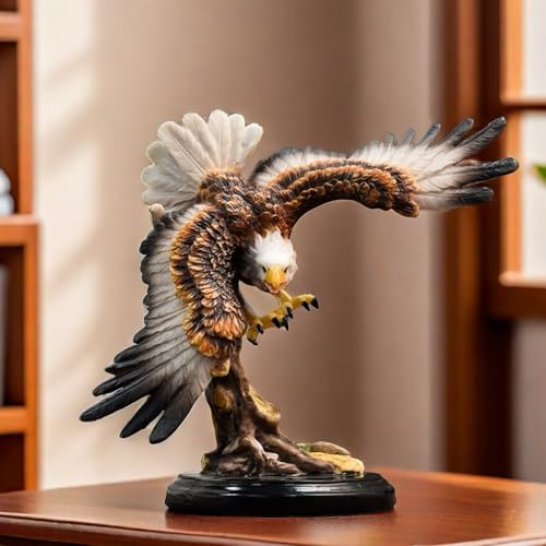 DESHINTKE Simulated Eagle Resin Ornaments Statue, Colorful Eagle Sculpture Modern Home Office Figurine Decor (Simulation)