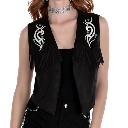 Amscan Women Women's Western Sleeveless Fringe Vest (1 Piece) - Ideal for Casual Wear, Holidays