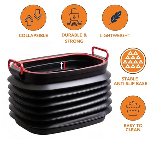 Image of Collapsible Pop-up Utility Bin 18L /37L, Foldable Dustbin with Lid, Portable Trash Bin for Kitchen, Camping & Gardening, Space-Saving Multipurpose Bin with Anti-Slip Base & Carry Handles