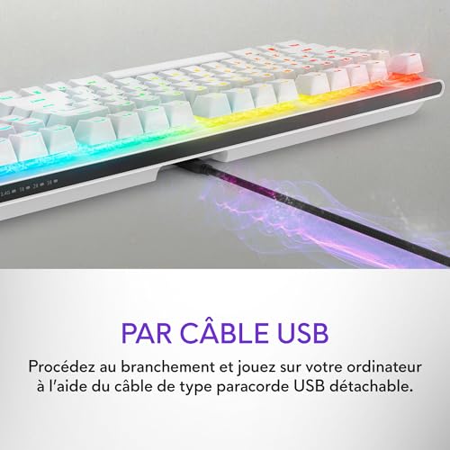 Alienware AW920K Clavier Gaming Sans Fil Trimode QWERTY Cherry MX touches PBT durables rétroéclairage AlienFX RVB 16 8 couleurs autonomie 110 h Lunar - vue 5