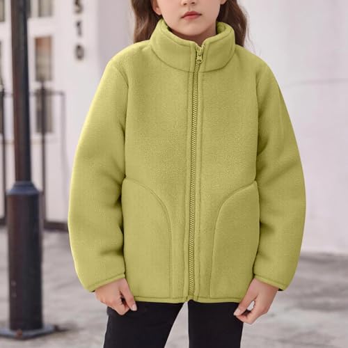 Girls Fleece Jacket Warm Winter Sherpa Coats Full Zip Fuzzy Sweatshirt Jacket with Pockets Fluffy Outerwear Coat3