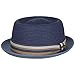 Produktbild Stetson Licano Toyo Pork Pie Strohhut Herren - Aus 100% Papierstroh - Mit UV-Schutz 40 - Leichter Sommerhut - Mit Hutband & integriertem Sonnenschutz - Sommerhut Frühling/Sommer blau XXL (62-63 cm)