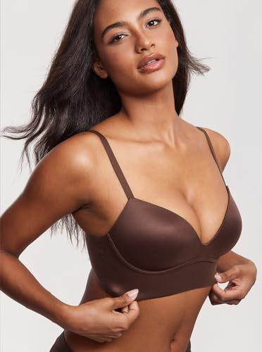 Image of DOBREVA Women's Push Up Wireless Bra Padded T Shirt Bras No Underwire Plunge Bralette