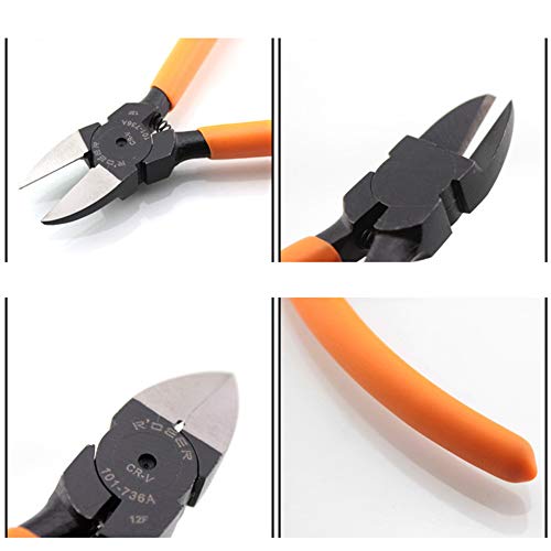 Wire Cutting Pliers Diagonal Side Cutter, 6" Ultra Sharp Clippers For Cuts Wires, Electronics, Cr-V Side Cutting Nippers, Yellow #TOP3