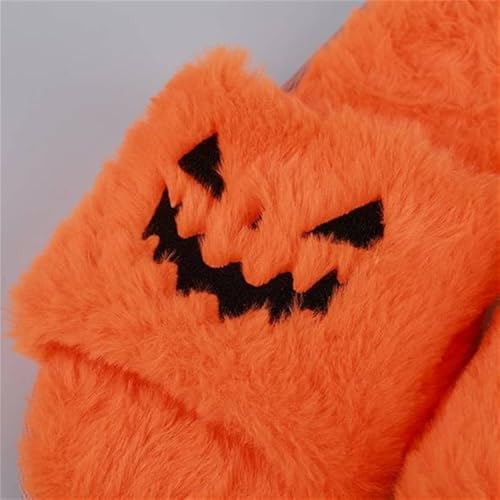Generic Halloween Slippers, Pumpkin Slippers, Soft Plush Cozy Open Toe Funny Non-Slip Slippers Halloween Gifts2