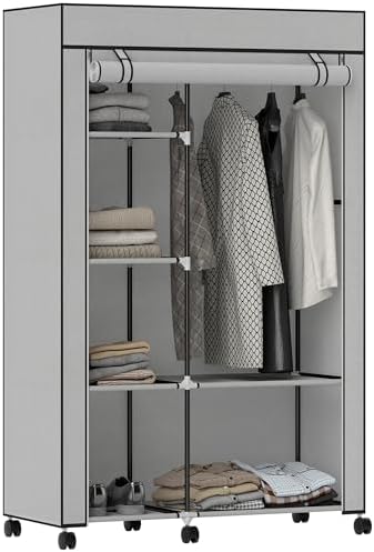 HOMCOM Armoire penderie en Tissu Meuble de Rangement Mobile 6 rou...