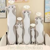 AMOZO Katzen Kuscheltiere süße Lange Katzen Plüschtiere, Niedliche Weiche Katze Stofftiere Plüsch Kissen Spielzeug für Mädchen und Kinder (Grau, 50cm)