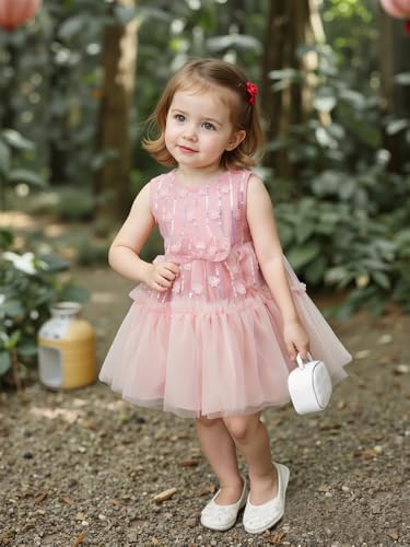 FANCYINN Fairy Dresses for Girls Bowknot Sleeve A-Line Ruffle Tutu Dresses Party Birthday Formal Princess Dresses4
