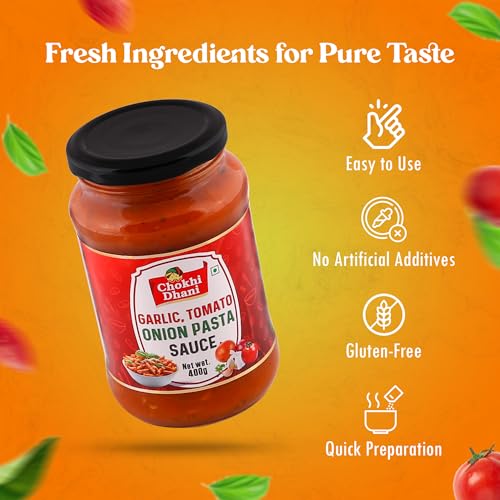 Image of Chokhi Dhani Pasta Sauce 400g | Garlic Tomato Onion Italian Sauce | Cooking & Pizza Sauce | Perfect for Pasta, Sandwiches & Grilled Dishes | No Artificial Colours