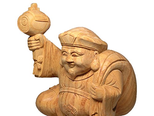 Amazon | 天然欅木彫り（ケヤキ）三俵 大黒天像 (高さ約21cm）＜仏像