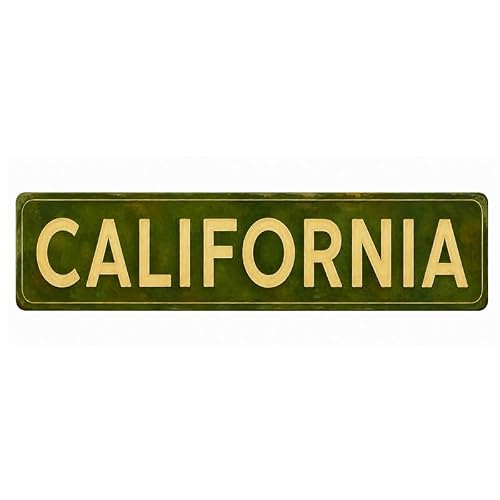 NQM California Metal Sign 4 x 16 Inch, Vintage Aluminum Wall Decor