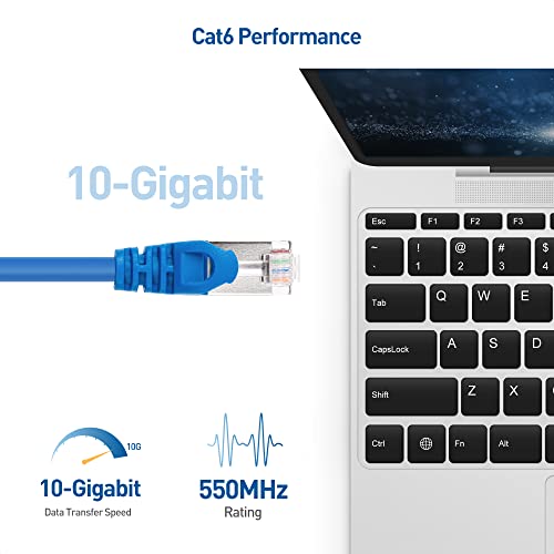 Cable Matters 10Gbps 5-Pack Snagless Short Shielded Cat6A Ethernet Cable 3 Ft (Sstp, Sftp Shielded Ethernet Cable, Shielded Cat6 Cable, Cat 6 Shielded Network Cable) In Blue #TOP1