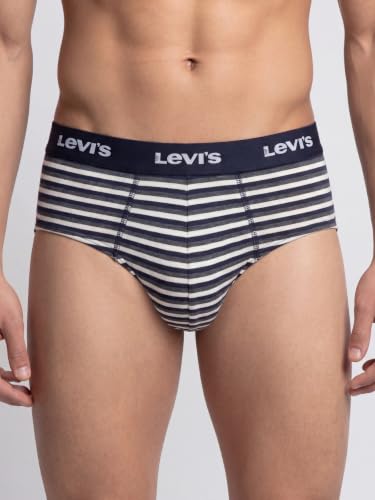Image of Levi's 005 Classic Brief for Men | Cotton Stretch Fabric | Striped Men's Underwear | Anti-Roll Waistband | Extra Supportive Gusset | Dual Layer 3D Pouch | Durable, Tagless Comfort | Pack of 1