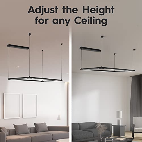 Rectangle Pendant Light - Modern Led Ceiling Light - No Flicker, Pendant Lights For Kitchen Island, Living Room, Minimalist Room Decor, Modern Led Chandelier, Adj.pendant Light(115, 170) #TOP5