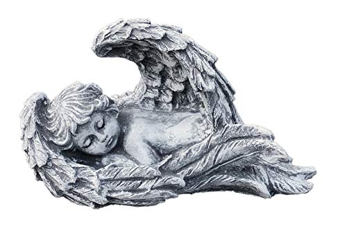 stoneandstyle Steinfigur Engel im Flügel Grabschmuck frostfest wetterfest