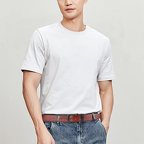 Image of maikun Mens Casual Dress Belt, Mens Leather Black Belt, Casual Wear Jeans Pants