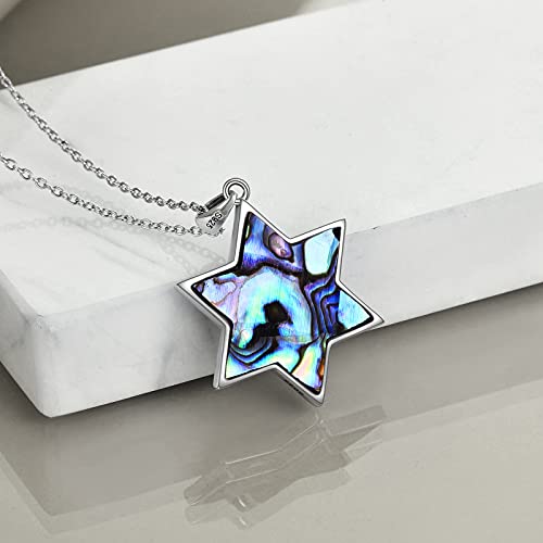CRMAD Star of David Cross/Chai/Tree of Life/Peace Sign Necklace for Women Men Sterling Silver Cross Abalone Shell Jewish Jewelry4