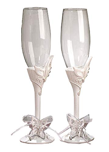 Set copa brindis diseño mariposa