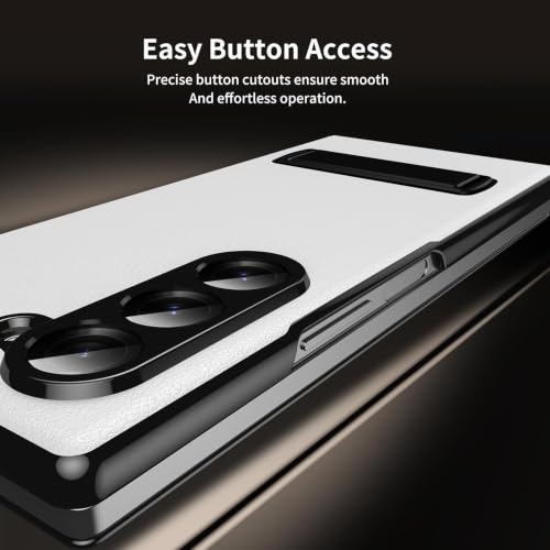 Image of TechTrendz for Samsung Galaxy Z Fold 8 Ultra Magnetic Flip Folding Case, Multi-Angle Bracket, Full Body Hinge Protective Slim Cover, Luxury Business Leather Cover for Fold 8 Ultra Back Cover (White)