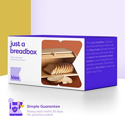 Klee Large Bamboo Bread Box, Roll Top, Fully Assembled