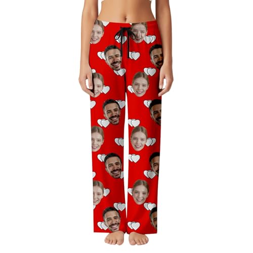 Pantalones casual para parejas con estampado personalizado y cintura elástica