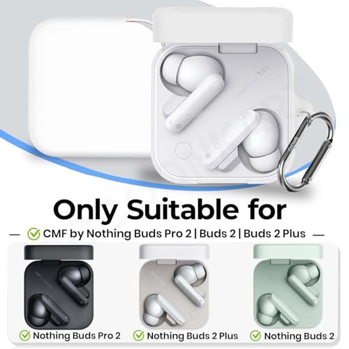 Image of Soft Silicone Case Cover for CMF by Nothing Buds Pro 2 | Buds 2 | Buds 2 Plus (White)