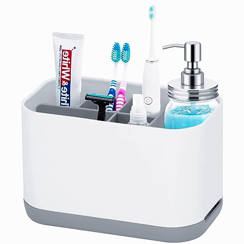 XFLYP Portaspazzolino, Portaspazzolino Elettrico per Tutti i Tipi di Dentifricio e Spazzolino da Denti, Scatola Portaoggetti da Bagno, Nessuna Perforazione Richiesta, per Bagno (Grigio)