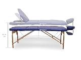 Wellcore Składany Drewniany Stół do Masażu Wellcore, 185 x 65 cm z Oparciem PlUS, Niebieski