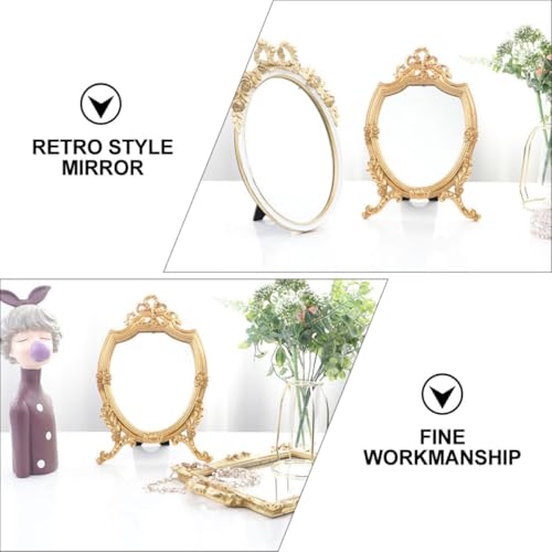 Espejo de maquillaje HOOWIFFY dorado y vintage para un tocador elegante 4