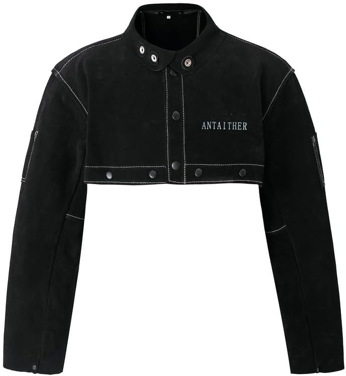 ANTAITHER Leather Welding Jacket with Open Back, Bib Apron with Cape Sleeve, Heat Flame Resistant Welder Coat - Image 6