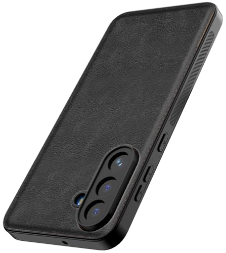 Image of Kapa Tux Leather Back Cover for Samsung Galaxy M56 | Slim Shockproof Camera Protection Bumper Case (Black)