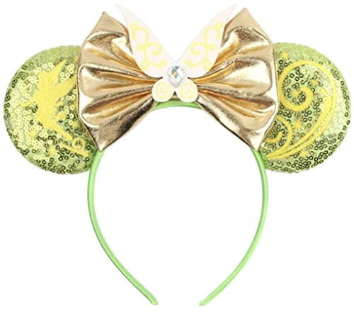 Image of CLGIFT Tinker Minnie Ears,Pick your color, Peter Pan Minnie Ears, Silver gold blue minnie ears, Rainbow Sparkle Mouse Ears,Classic Red Sequin Minnie Ears (Tinker)