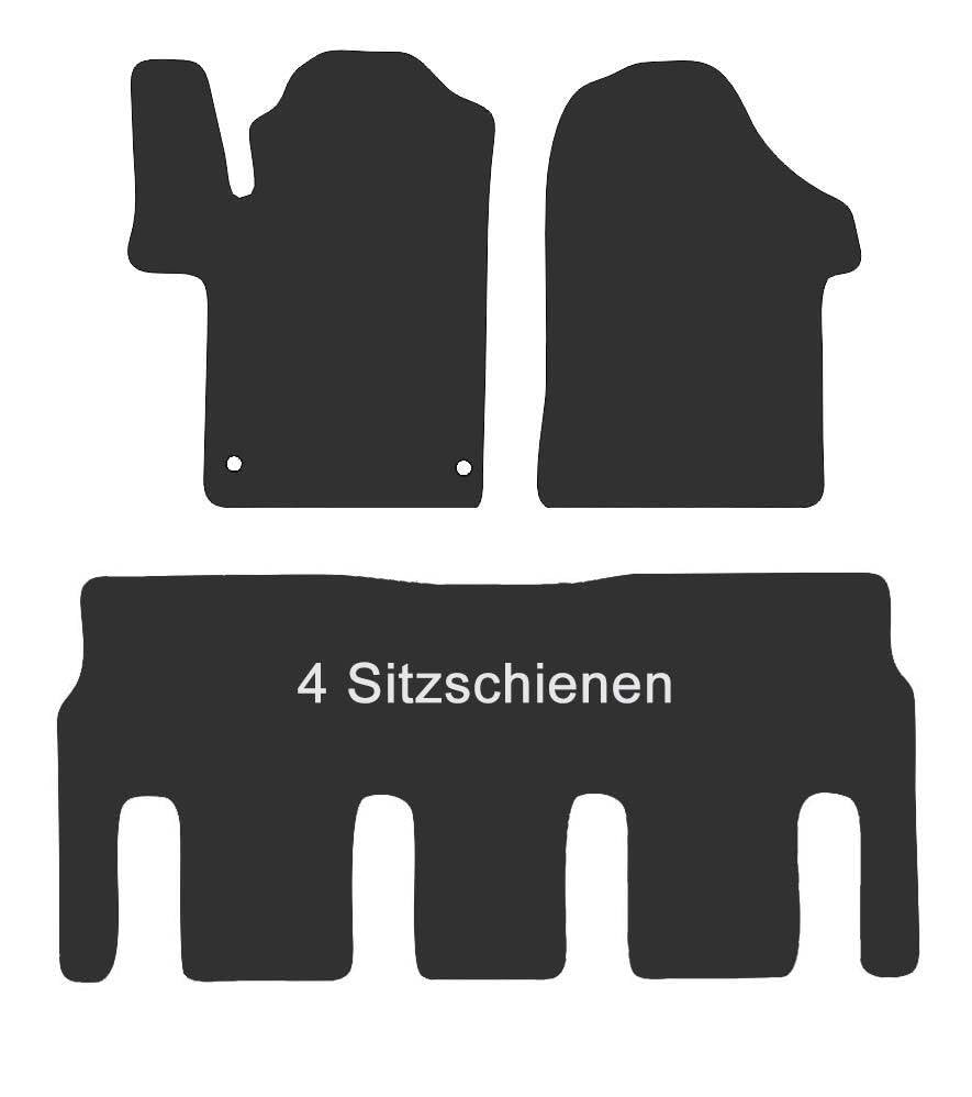 Kh Teile Alfombrillas Vito Clase V W447: Terciopelo Calidad Original (2 Piezas Delanteras Negras) - Hechas En Alemania
