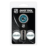 Team Golf NHL San Jose Sharks Divot Tool Pack With 3 Golf Ball Markers Divot Tool with 3 Golf Ball Markers Pack, Markers are Removable Magnetic Double-Sided Enamel