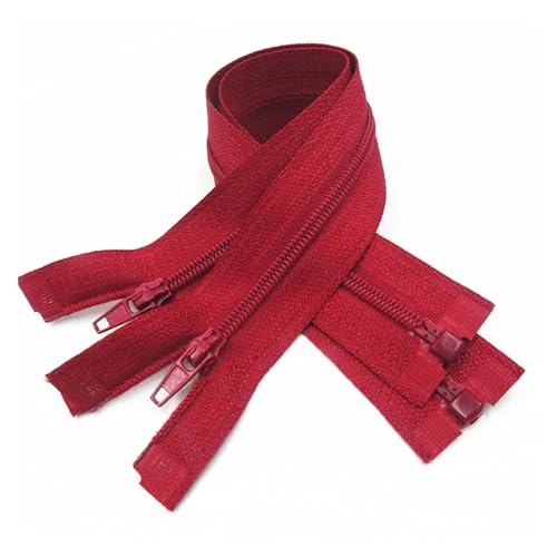 縫製用ファスナー ジッパー 5個 ジッパーオープンエンド 20cm-60cm 衣服縫製プロセスに最適(Wine Red,40CM-5PCS)