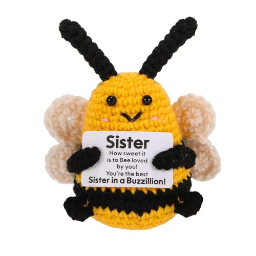 wompolle for Sister Christmas Birthday Gift for Sister Decorations Funny Mini Positive Crochet Bee Animals Affirmation Support Gifts Cheer Up Sister Presents