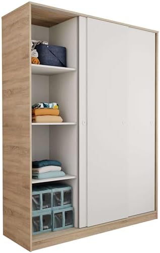 Tibet Wardrobe 3 Sliding Doors Cambrian and White 150 x 200 x 55 ...