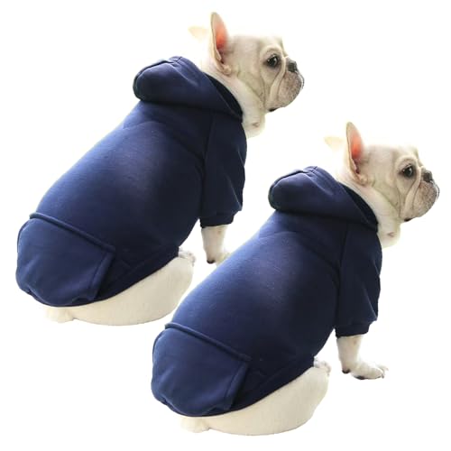 2 Pack Dog Hoodie, Small Dog Clothes Winter Puppy Sweatshirts with Pockets Warm Dog Jacket for Small Dogs Boy Girl Pet Cat, Kitten Chihuahua Bulldog Pug Beagles Coat Clothing Custume