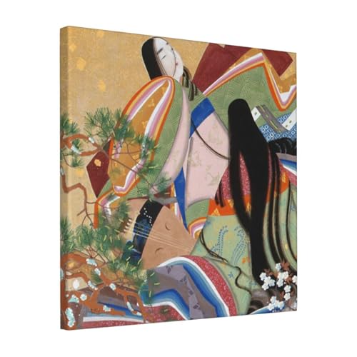 絵画 フレーム装飾画 松岡映丘 春光春衣 キャンバスアート アートパネル 壁画 壁掛け 絵 モダンアート 版画 壁飾り 世界の名画 ポスター 40x40cm