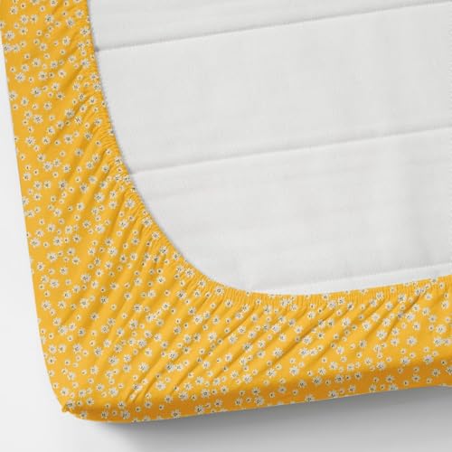 Image of NHD HOME Pure Cotton Full Elastic Fitted Bedsheets for Double King Size Bed with 2 Pillow Covers 210 TC Supersoft |Wrinkel Free Bed Cover Size - 72x78+10 inches, Yellow White