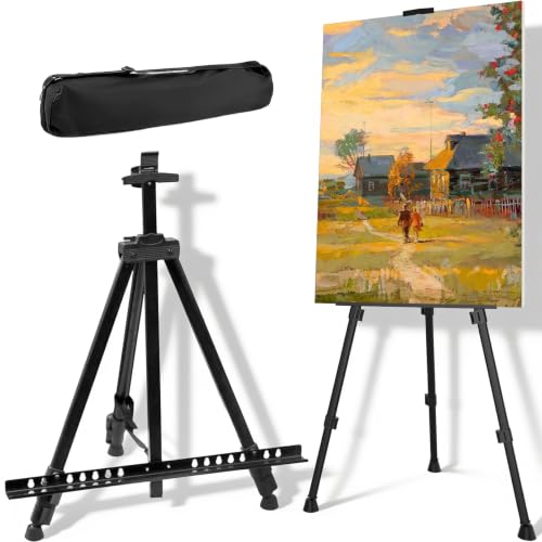 Caballete Pintura con Bolsa Almacenamiento, 43-168 cm Caballetes Plegables Ajustable, Trípode Metálico Apto para Mesas y Suelos, Bocetos Artísticos, Soportes Carteles Bodas y Fiestas, Pizarras