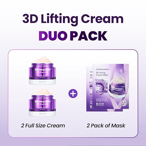 Image of BIOHEAL BOH PROBIODERM 3D Lifting Cream Double Set + Cream Masks | Korean Anti-Aging Face Cream for Wrinkles & Skin Firming | Peptide Face Mask for Jawline Lift | Skincare Gift Set for Women & Men