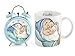 Home Nains dormeur Set réveil Mug, Porcelaine, Bleu, 2 unités