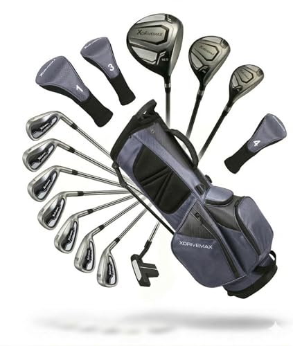 XDriveMax 15-Piece Men's Left Handed Complete Golf Club Set - Forged Titanium 10.5° Driver, #3...