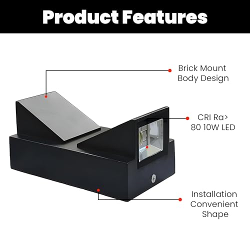 Image of GIGAWATTS 10W Double Face Wall Light BIS Approved 2 Way IP65 Waterproof LED with CRI Ra> 80 Exterior Indoor Mount Fixture Up Down Sconce Lamp for Home Patio Garden Balcony Decor (1Pc, Warm White)