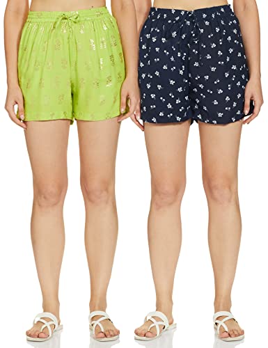 Image of Indigo Women's Bermuda Shorts (Pack of 2) (Aw21 /BLC-092 Lime+ Navy S