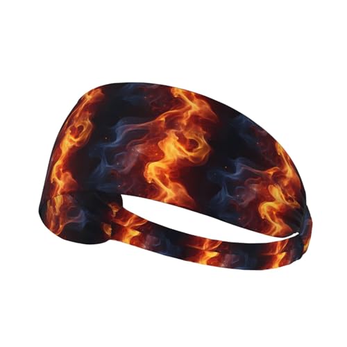 Diademas de entrenamiento para mujer, antideslizantes, elásticas, para el cabello, patrón de llama roja, estampado Q, absorbe la humedad, para deportes, correr, atletismo, tenis, yoga, gimnasio